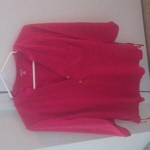 3/4 sleeve red Guess silk shirt size large